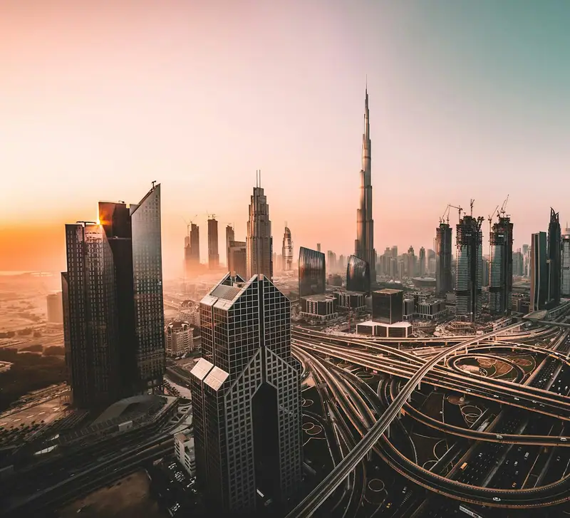 Burj Khalifa rising over the Dubai skyline
