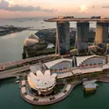 Marina Bay Sands and the Singapore skyline at dusk