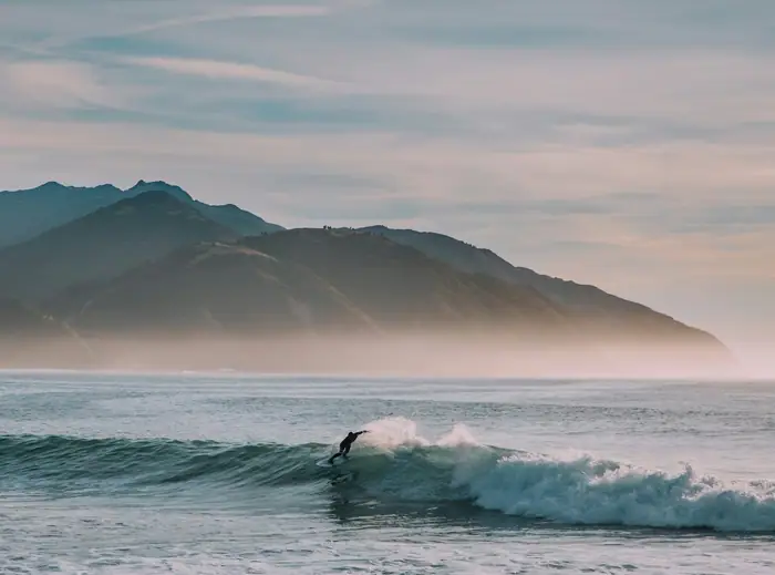 Surfer riding a wave