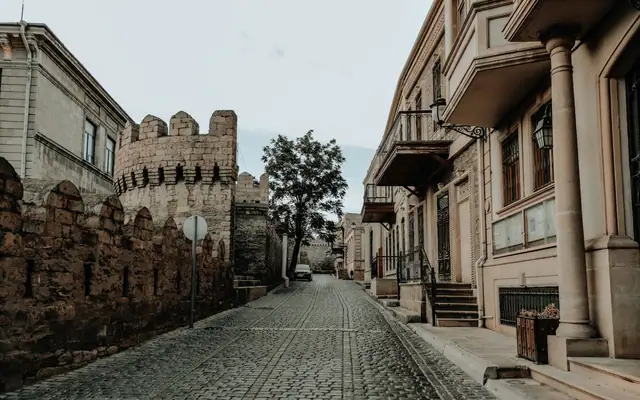 Historic stone walls in Baku Old City