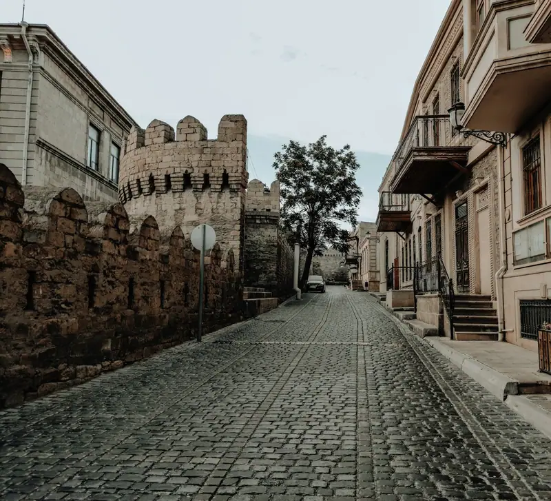 Historic stone walls in Baku
